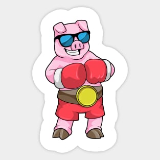 Pig as Boxer with Boxing gloves Sticker